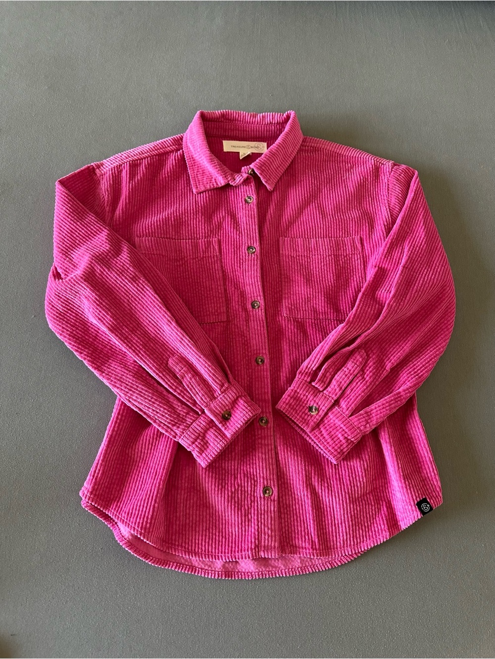 NWT Treasure & Bond Pink Corduroy Long Sleeve Button Up